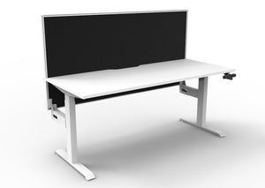 Rapidline Boost Crank manual height adjustable single sided workstation, E0 rated Natural White top on a white satin powdercoated frame. Supplied product image for model BC1PWS1575 NW/WS. View 1.