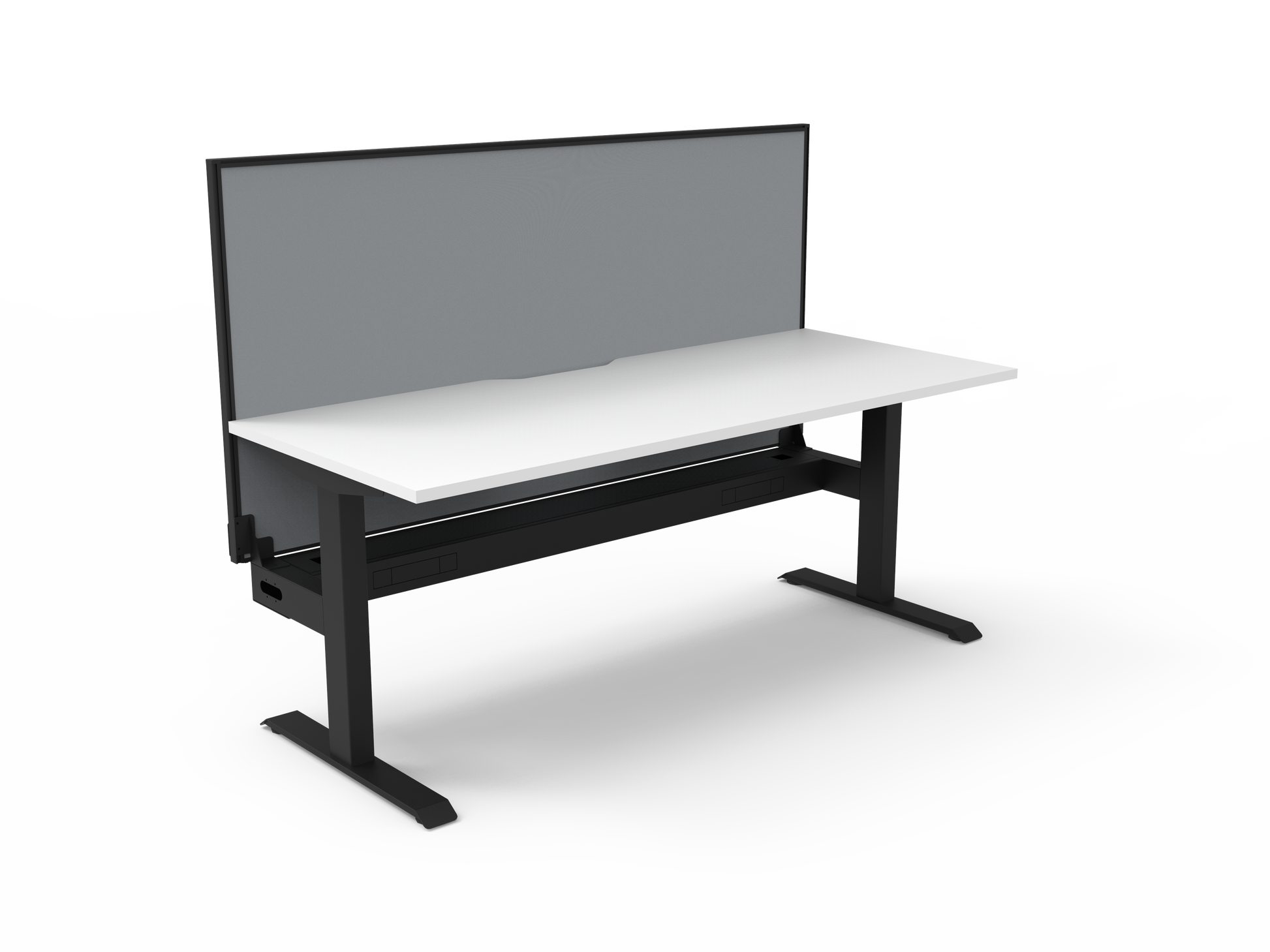 Rapidline Boost Static fixed height single sided workstation, E0 rated Natural White top on a black satin powdercoated frame. Supplied product image for model SB1PWSCT1275 NW/BL. View 1.