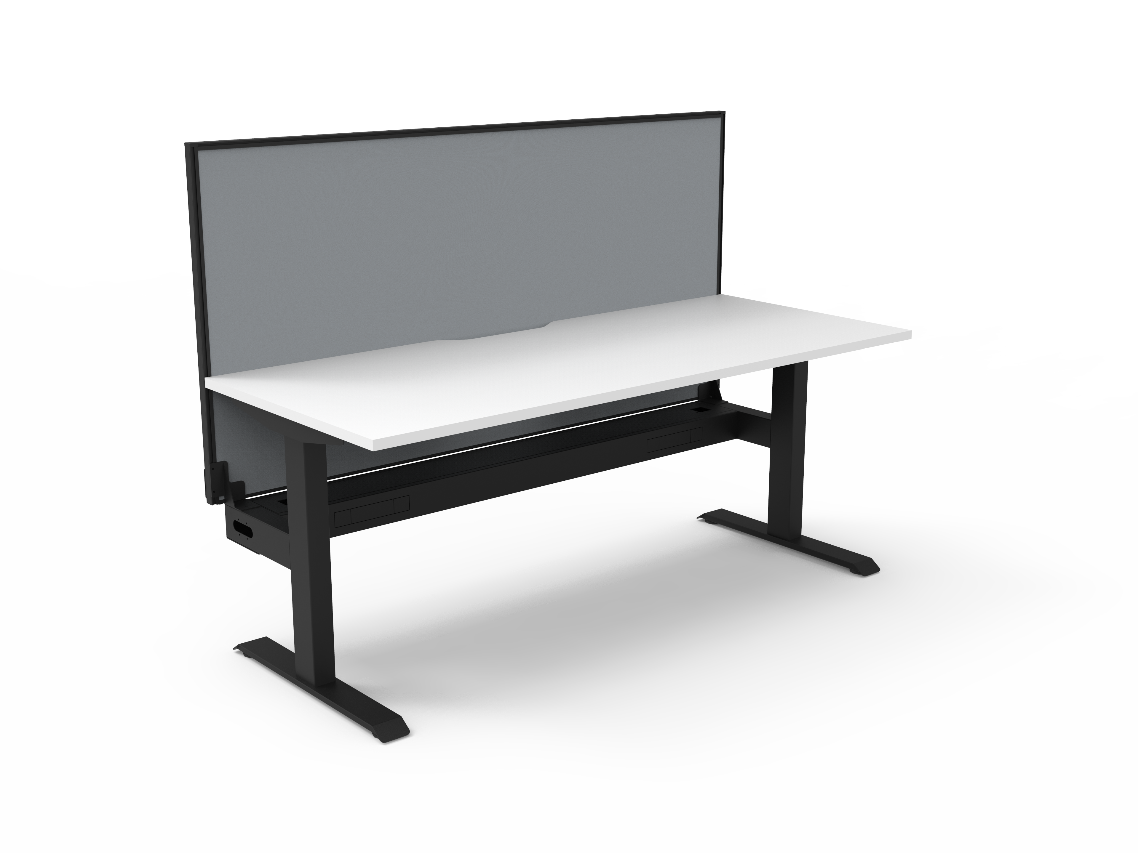 Rapidline Boost Static fixed height single sided workstation, E0 rated Natural White top on a black satin powdercoated frame. Supplied product image for model SB1PWSCT1275 NW/BL. View 1.