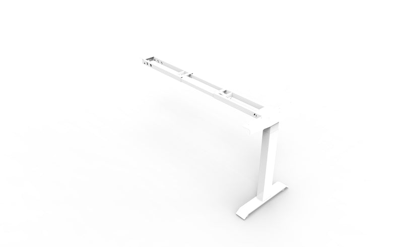 Rapidline Boost Crank manual height adjustable workstation frame finished in white satin powdercoat. Supplied product image for model BCF-RF WS. View 1.