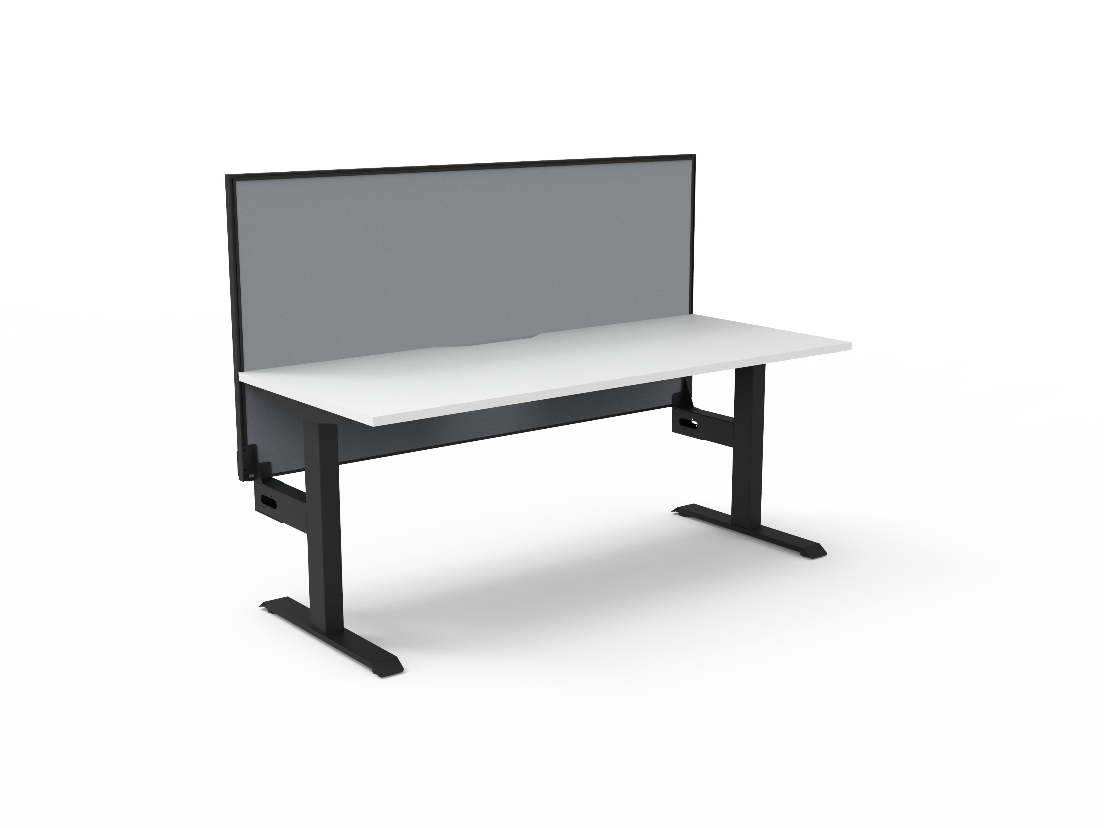 Rapidline Boost Static fixed height single sided workstation, E0 rated Natural White top on a black satin powdercoated frame. Supplied product image for model SB1PWS1875 NW/BL. View 1.