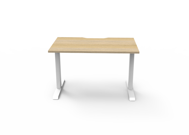 Rapidline Boost Static fixed height single sided workstation, E0 rated Natural Oak top on a white satin powdercoated frame. Supplied product image for model SB1P1275 NO/WS. View 2.