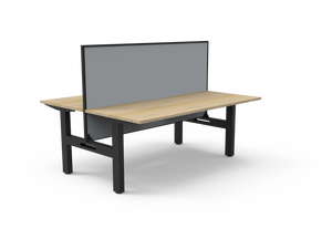 Rapidline Boost Static fixed height back to back workstation, E0 rated Natural Oak top on a black satin powdercoated frame. Supplied product image for model SB2PWS1875 NO/BL. View 1.