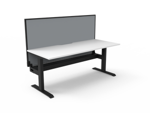 Rapidline Boost Static fixed height single sided workstation, E0 rated Natural White top on a black satin powdercoated frame. Supplied product image for model SB1PWSCT1875 NW/BL. View 1.