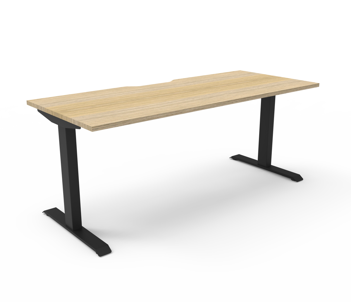 Rapidline Boost Static fixed height single sided workstation, E0 rated Natural Oak top on a black satin powdercoated frame. Supplied product image for model SB1P1875 NO/BL. View 1.