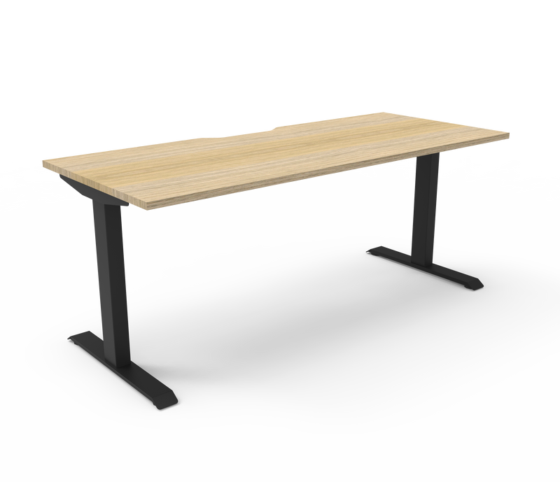 Rapidline Boost Static fixed height single sided workstation, E0 rated Natural Oak top on a black satin powdercoated frame. Supplied product image for model SB1P1875 NO/BL. View 1.