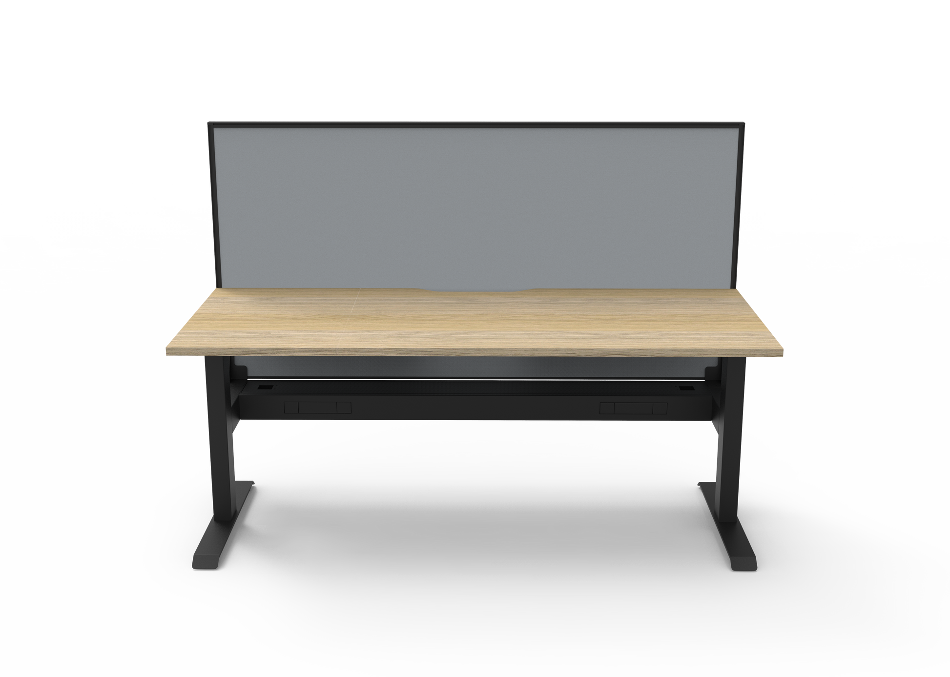 Rapidline Boost Static fixed height single sided workstation, E0 rated Natural Oak top on a black satin powdercoated frame. Supplied product image for model SB1PWSCT1275 NO/BL. View 2.