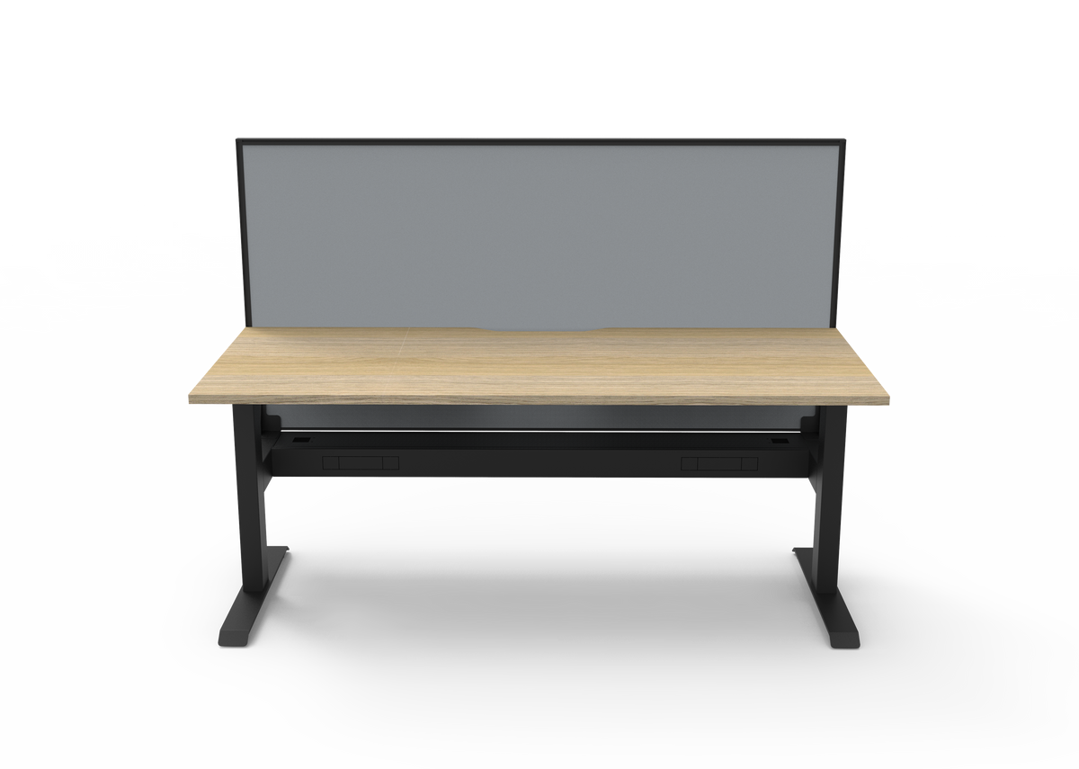 Rapidline Boost Static fixed height single sided workstation, E0 rated Natural Oak top on a black satin powdercoated frame. Supplied product image for model SB1PWSCT1275 NO/BL. View 2.