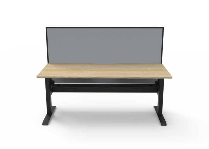 Rapidline Boost Static fixed height single sided workstation, E0 rated Natural Oak top on a black satin powdercoated frame. Supplied product image for model SB1PWSCT1275 NO/BL. View 2.