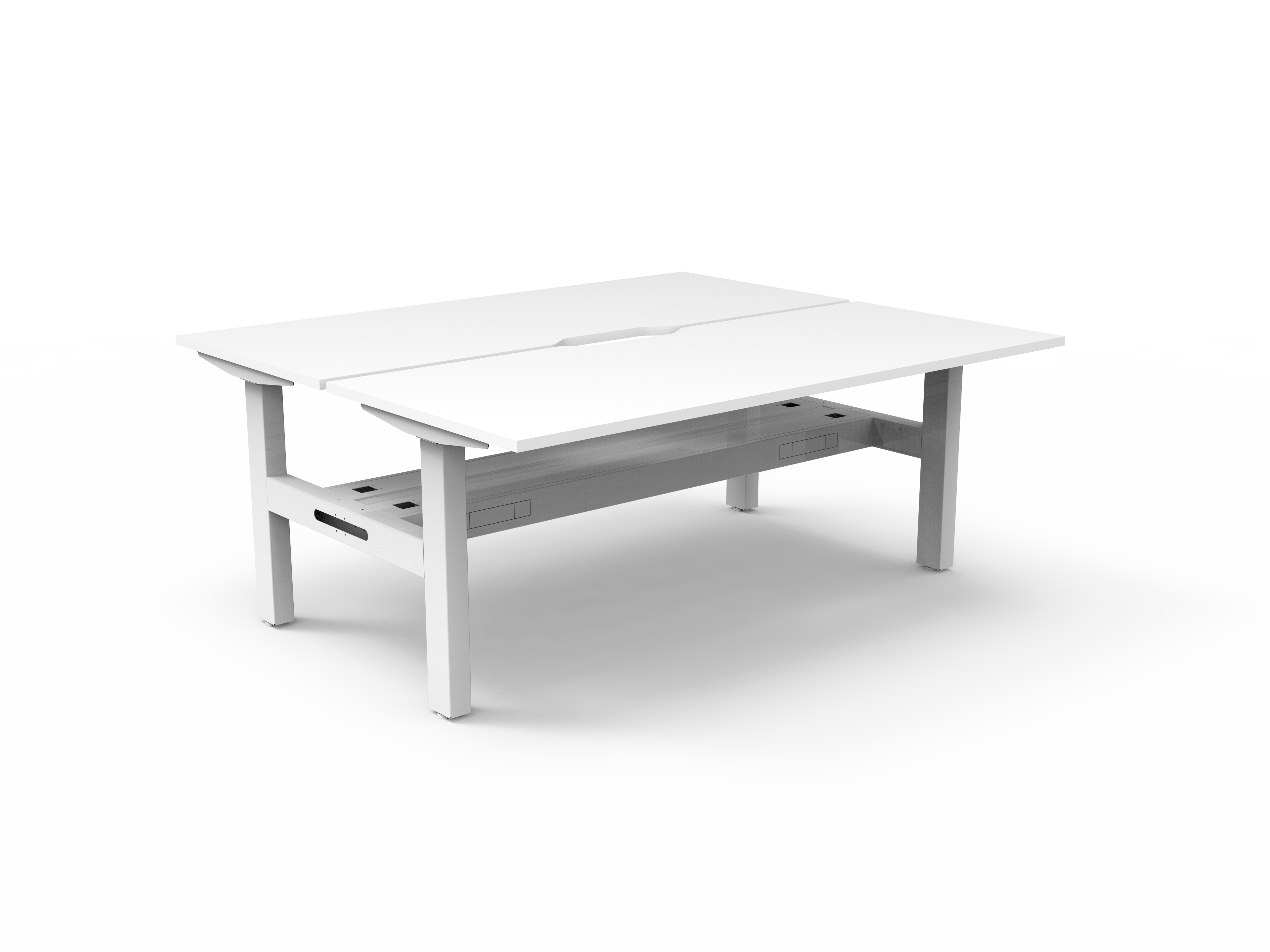 Rapidline Boost Static fixed height back to back workstation, E0 rated Natural White top on a white satin powdercoated frame. Supplied product image for model SB2PCT1875 NW/WS. View 1.