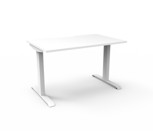 Rapidline Boost Static fixed height single sided workstation, E0 rated Natural White top on a white satin powdercoated frame. Supplied product image for model SB1P1275 NW/WS. View 1.