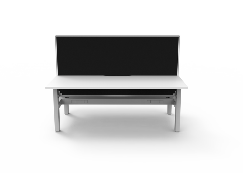 Rapidline Boost Static fixed height back to back workstation, E0 rated Natural White top on a white satin powdercoated frame. Supplied product image for model SB2PWSCT1875 NW/WS. View 2.