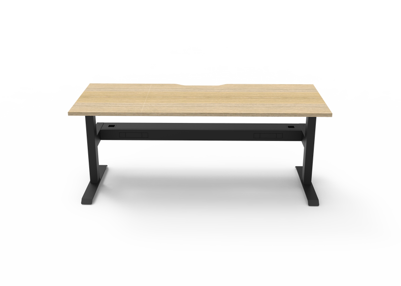 Rapidline Boost Static fixed height single sided workstation, E0 rated Natural Oak top on a black satin powdercoated frame. Supplied product image for model SB1PCT1575 NO/BL. View 2.