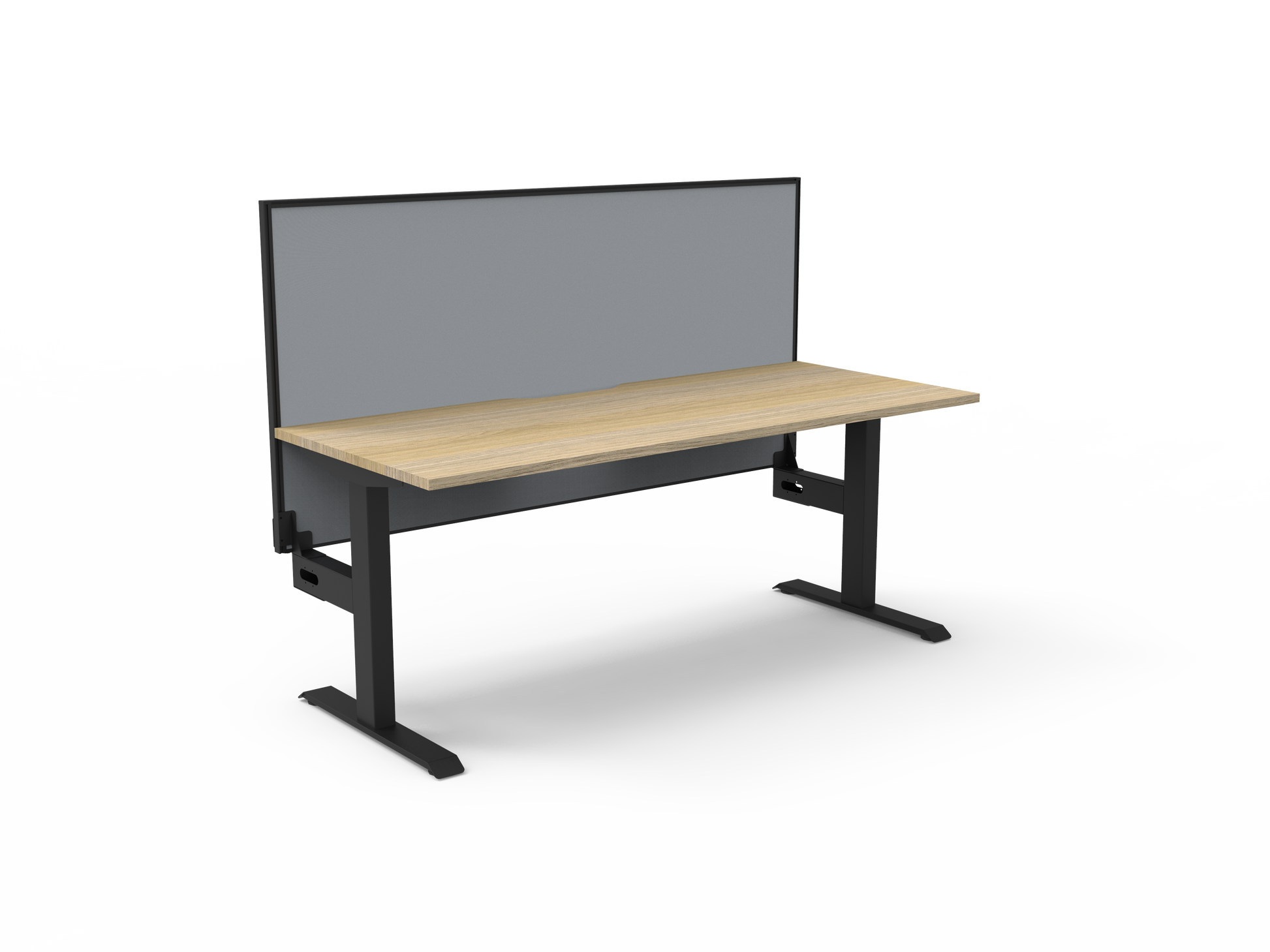 Rapidline Boost Static fixed height single sided workstation, E0 rated Natural Oak top on a black satin powdercoated frame. Supplied product image for model SB1PWS1875 NO/BL. View 1.