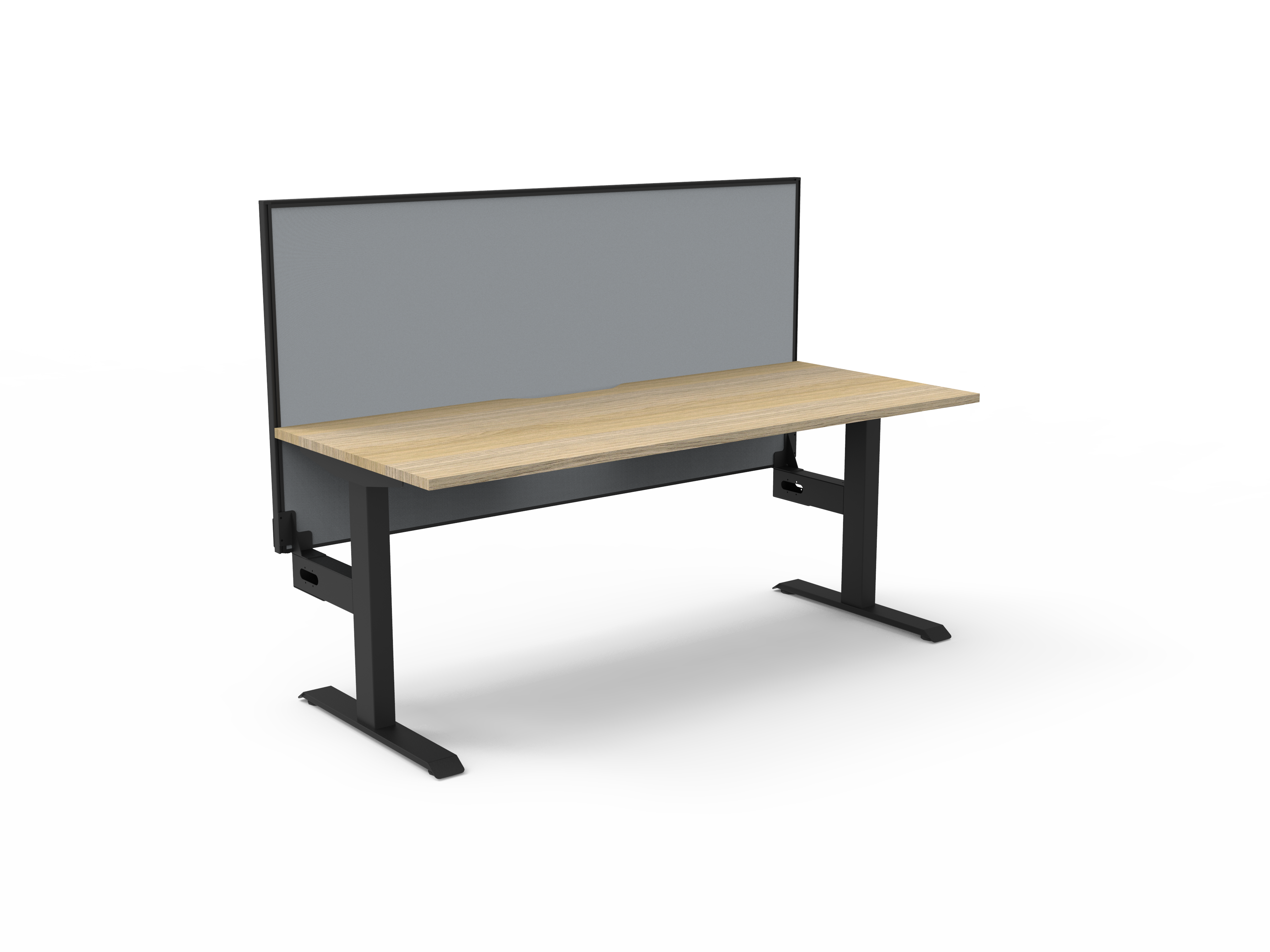 Rapidline Boost Static fixed height single sided workstation, E0 rated Natural Oak top on a black satin powdercoated frame. Supplied product image for model SB1PWS1875 NO/BL. View 1.