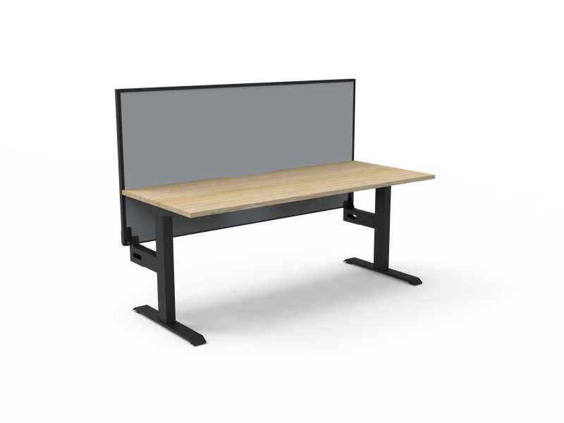 Rapidline Boost Static fixed height single sided workstation, E0 rated Natural Oak top on a black satin powdercoated frame. Supplied product image for model SB1PWS1875 NO/BL. View 1.