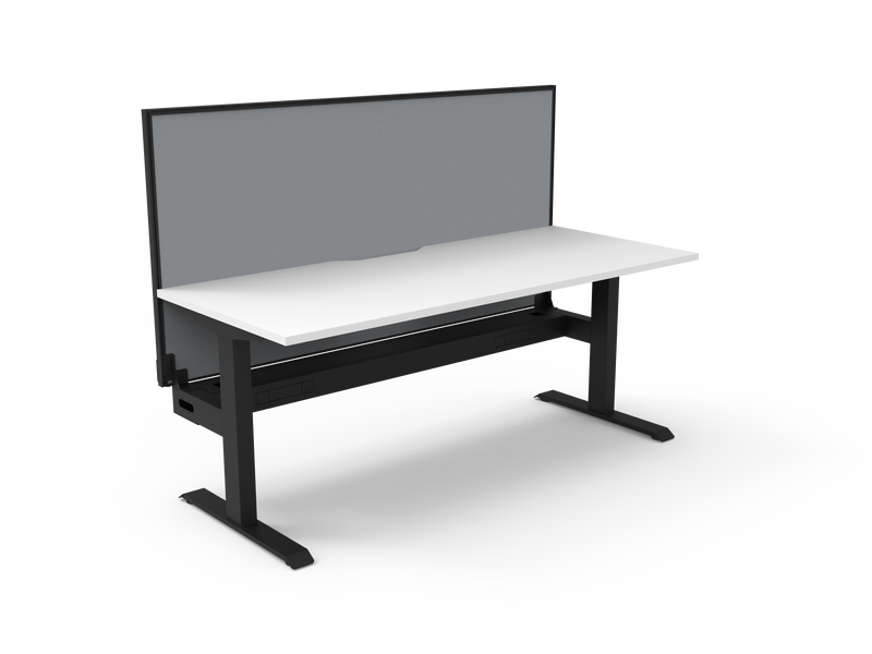 Rapidline Boost Static fixed height single sided workstation, E0 rated Natural White top on a black satin powdercoated frame. Supplied product image for model SB1PWSCT1575 NW/BL. View 1.