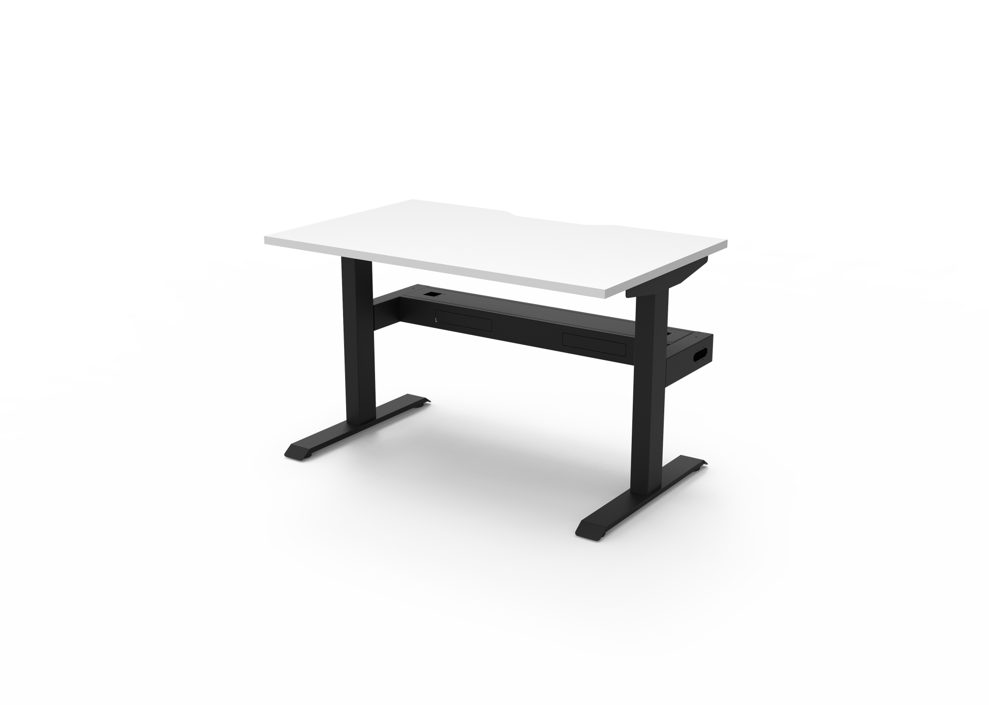 Rapidline Boost Static fixed height single sided workstation, E0 rated Natural White top on a black satin powdercoated frame. Supplied product image for model SB1PCT1275 NW/BL. View 4.