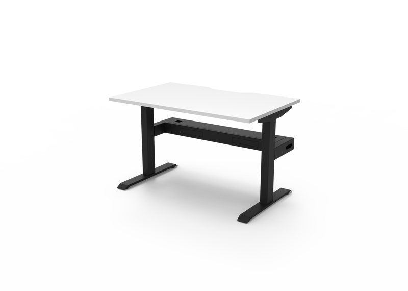 Rapidline Boost Static fixed height single sided workstation, E0 rated Natural White top on a black satin powdercoated frame. Supplied product image for model SB1PCT1275 NW/BL. View 4.