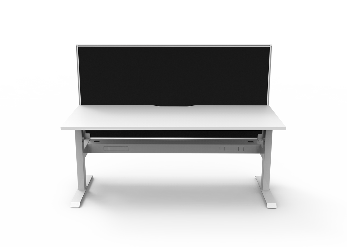 Rapidline Boost Static fixed height single sided workstation, E0 rated Natural White top on a white satin powdercoated frame. Supplied product image for model SB1PWSCT1275 NW/WS. View 2.