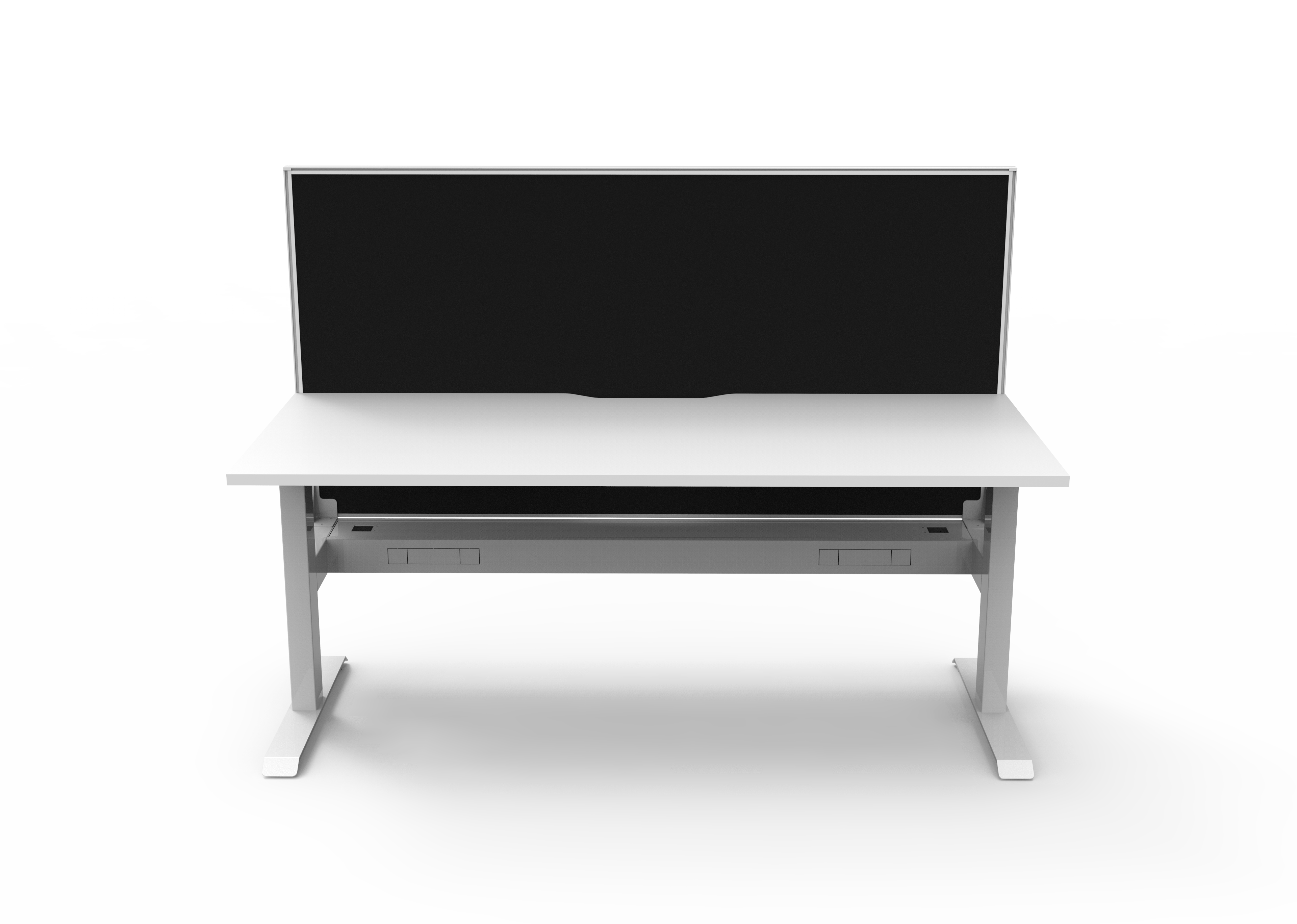 Rapidline Boost Static fixed height single sided workstation, E0 rated Natural White top on a white satin powdercoated frame. Supplied product image for model SB1PWSCT1275 NW/WS. View 2.