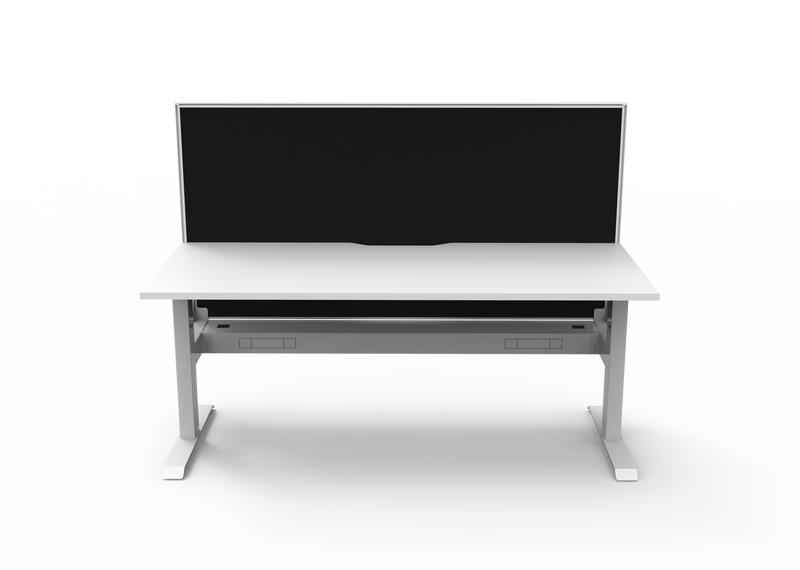 Rapidline Boost Static fixed height single sided workstation, E0 rated Natural White top on a white satin powdercoated frame. Supplied product image for model SB1PWSCT1275 NW/WS. View 2.