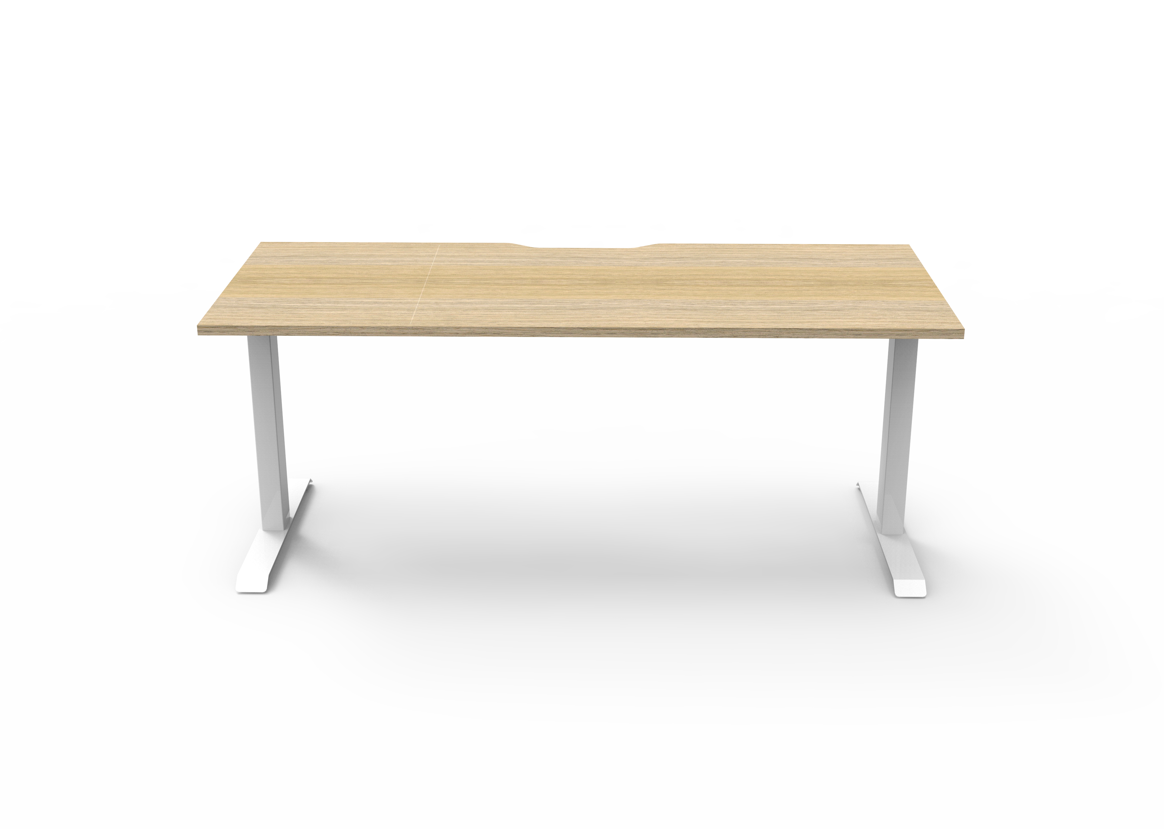 Rapidline Boost Static fixed height single sided workstation, E0 rated Natural Oak top on a white satin powdercoated frame. Supplied product image for model SB1P1575 NO/WS. View 2.