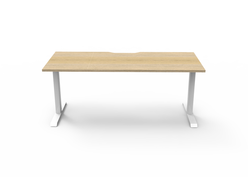 Rapidline Boost Static fixed height single sided workstation, E0 rated Natural Oak top on a white satin powdercoated frame. Supplied product image for model SB1P1575 NO/WS. View 2.