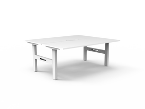 Rapidline Boost Static fixed height back to back workstation, E0 rated Natural White top on a white satin powdercoated frame. Supplied product image for model SB2P1875 NW/WS. View 1.