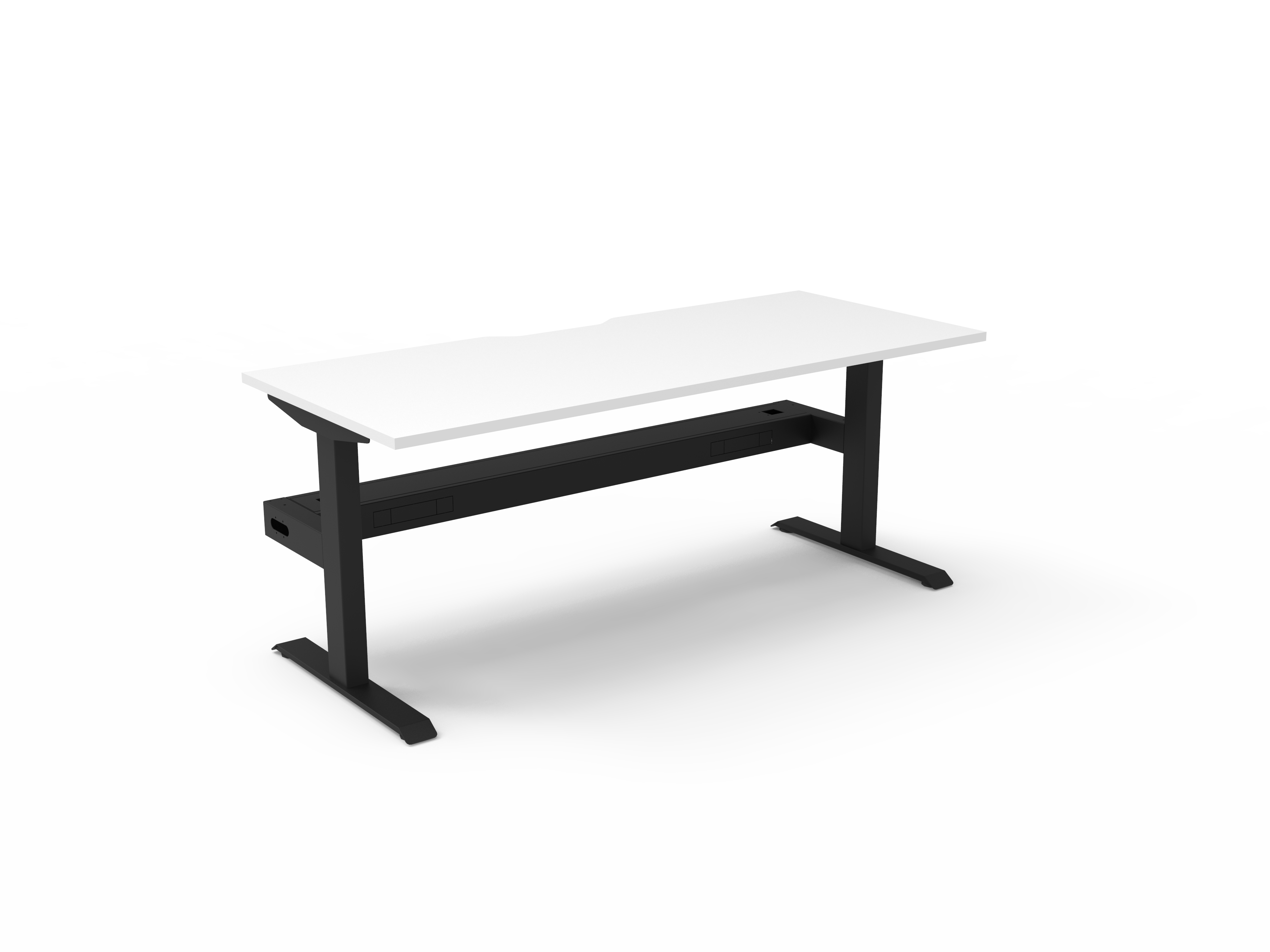 Rapidline Boost Static fixed height single sided workstation, E0 rated Natural White top on a black satin powdercoated frame. Supplied product image for model SB1PCT1875 NW/BL. View 1.