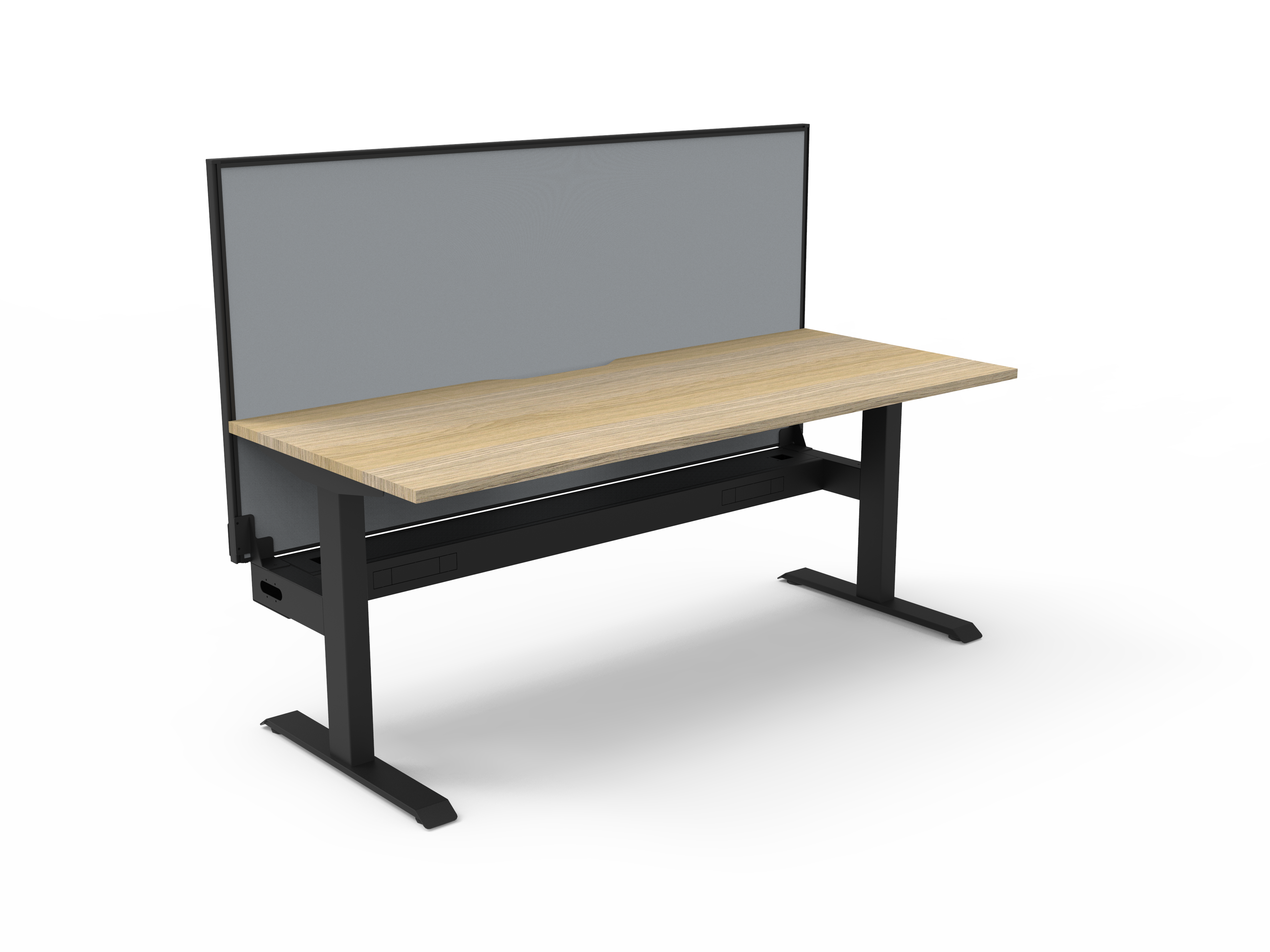 Rapidline Boost Static fixed height single sided workstation, E0 rated Natural Oak top on a black satin powdercoated frame. Supplied product image for model SB1PWSCT1275 NO/BL. View 1.
