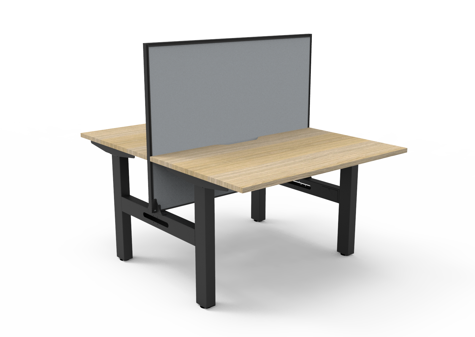 Rapidline Boost Static fixed height back to back workstation, E0 rated Natural Oak top on a black satin powdercoated frame. Supplied product image for model SB2PWS1275 NO/BL. View 1.