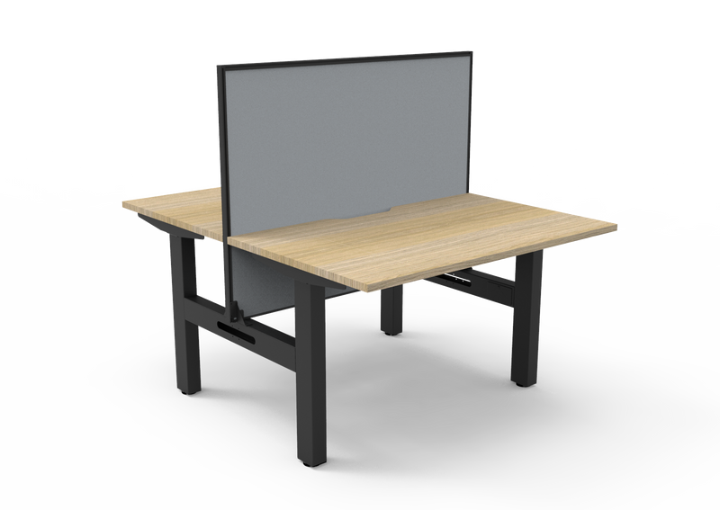 Rapidline Boost Static fixed height back to back workstation, E0 rated Natural Oak top on a black satin powdercoated frame. Supplied product image for model SB2PWS1275 NO/BL. View 1.
