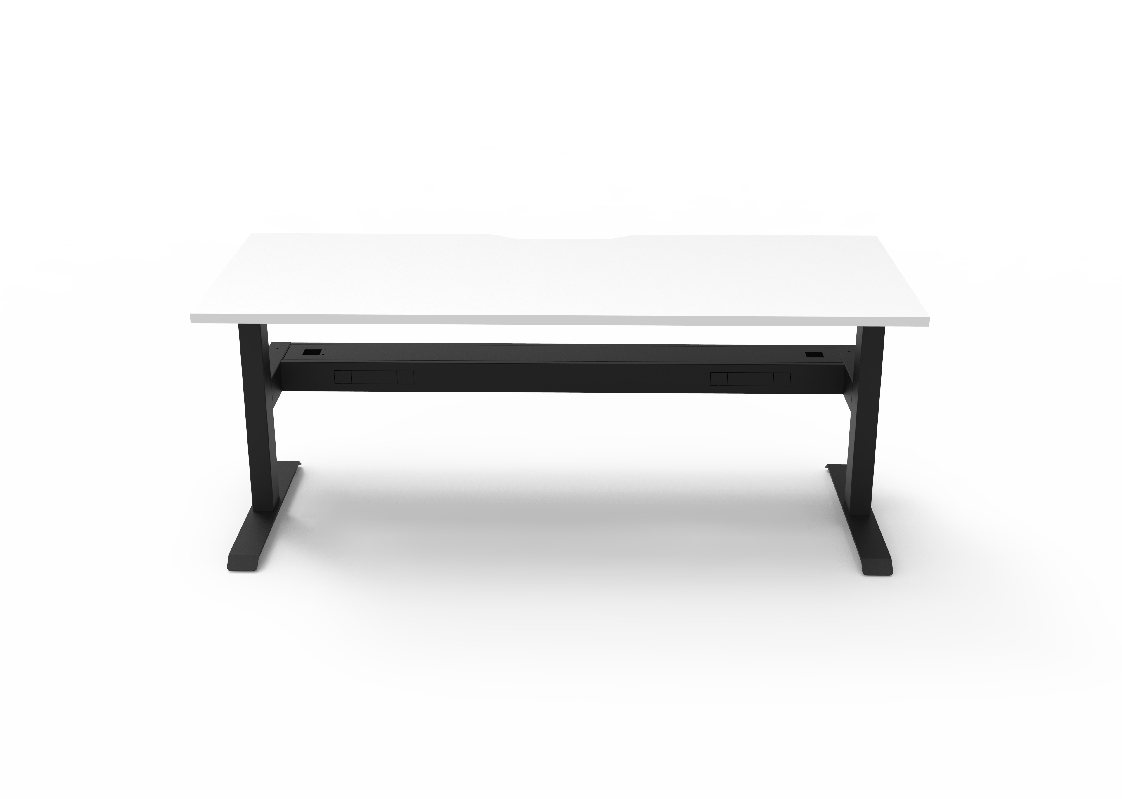 Rapidline Boost Static fixed height single sided workstation, E0 rated Natural White top on a black satin powdercoated frame. Supplied product image for model SB1PCT1575 NW/BL. View 2.