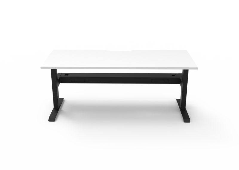 Rapidline Boost Static fixed height single sided workstation, E0 rated Natural White top on a black satin powdercoated frame. Supplied product image for model SB1PCT1575 NW/BL. View 2.