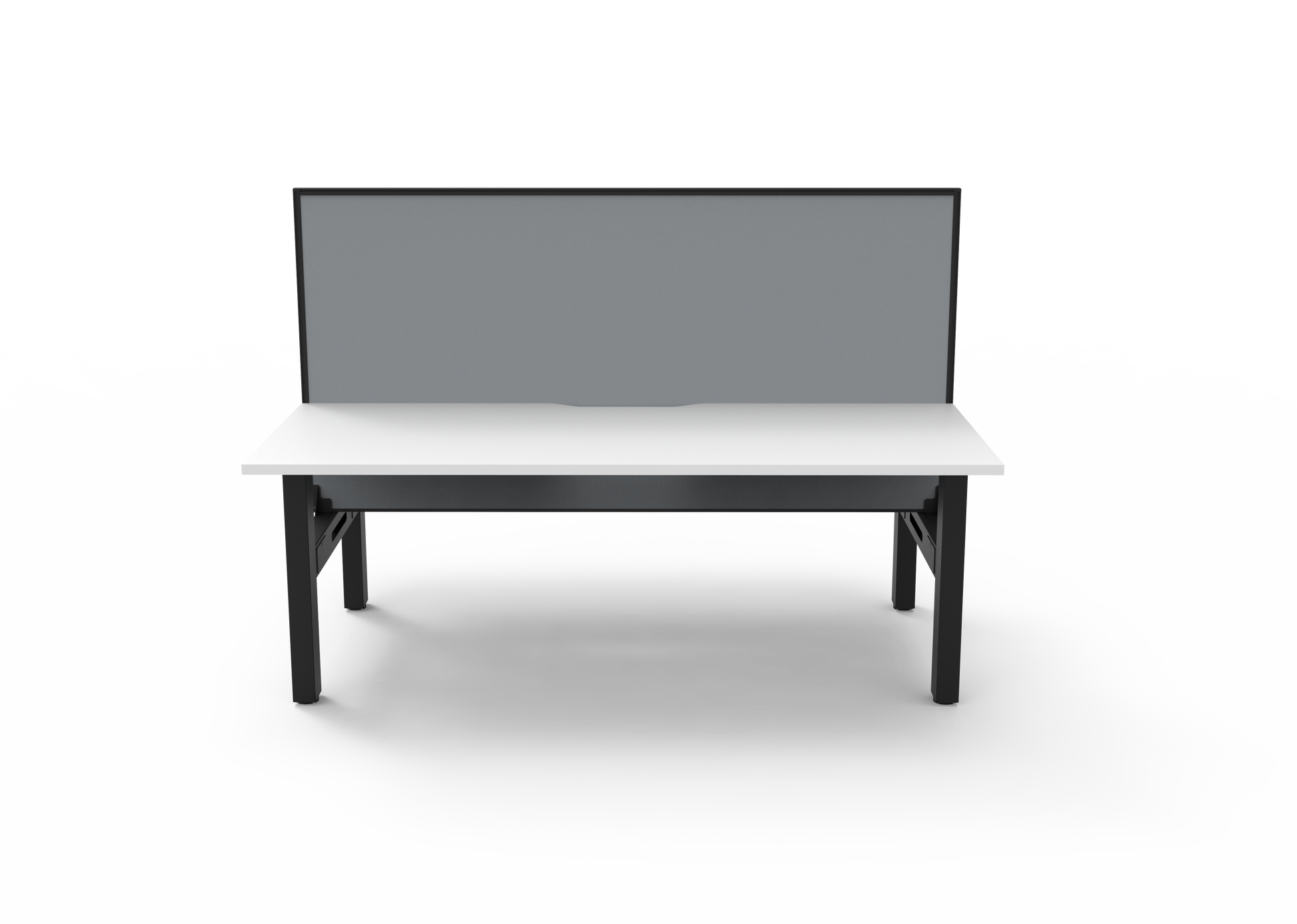 Rapidline Boost Static fixed height back to back workstation, E0 rated Natural White top on a black satin powdercoated frame. Supplied product image for model SB2PWS1575 NW/BL. View 2.