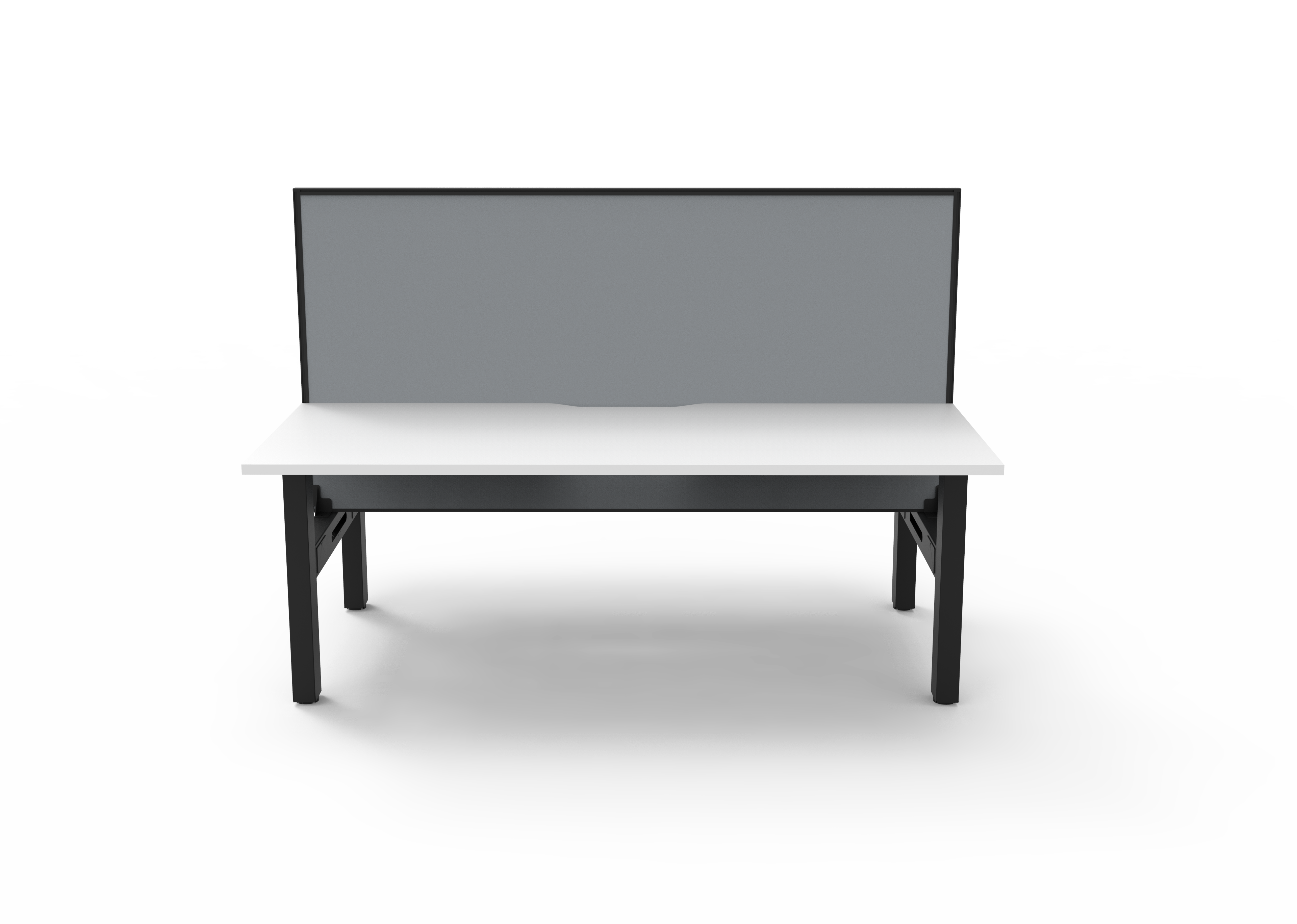 Rapidline Boost Static fixed height back to back workstation, E0 rated Natural White top on a black satin powdercoated frame. Supplied product image for model SB2PWS1575 NW/BL. View 2.