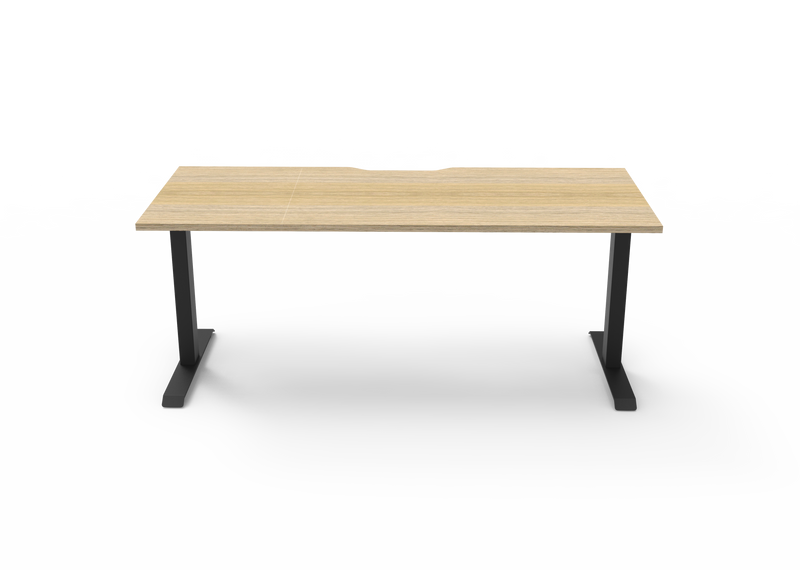 Rapidline Boost Static fixed height single sided workstation, E0 rated Natural Oak top on a black satin powdercoated frame. Supplied product image for model SB1P1875 NO/BL. View 2.
