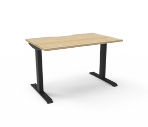 Rapidline Boost Static fixed height single sided workstation, E0 rated Natural Oak top on a black satin powdercoated frame. Supplied product image for model SB1P1275 NO/BL. View 1.