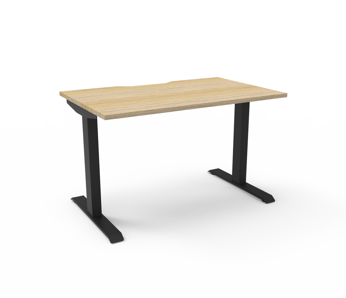 Rapidline Boost Static fixed height single sided workstation, E0 rated Natural Oak top on a black satin powdercoated frame. Supplied product image for model SB1P1275 NO/BL. View 1.