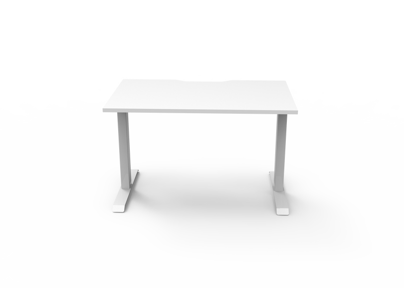 Rapidline Boost Static fixed height single sided workstation, E0 rated Natural White top on a white satin powdercoated frame. Supplied product image for model SB1P1275 NW/WS. View 2.