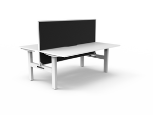 Rapidline Boost Static fixed height back to back workstation, E0 rated Natural White top on a white satin powdercoated frame. Supplied product image for model SB2PWS1875 NW/WS. View 1.