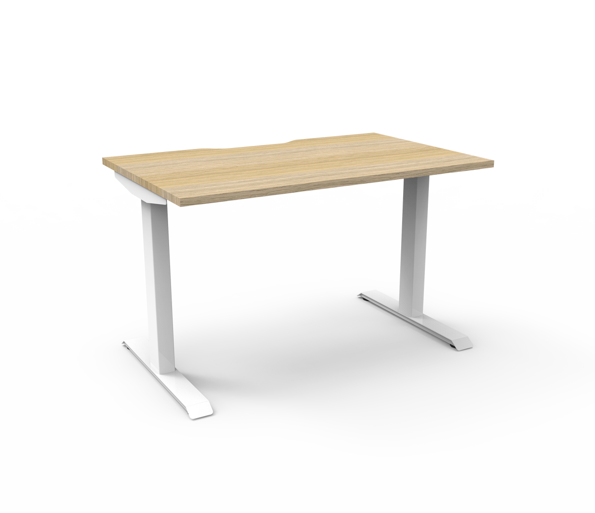 Rapidline Boost Static fixed height single sided workstation, E0 rated Natural Oak top on a white satin powdercoated frame. Supplied product image for model SB1P1275 NO/WS. View 1.