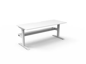 Rapidline Boost Static fixed height single sided workstation, E0 rated Natural White top on a white satin powdercoated frame. Supplied product image for model SB1PCT1875 NW/WS. View 1.