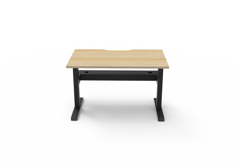 Rapidline Boost Static fixed height single sided workstation, E0 rated Natural Oak top on a black satin powdercoated frame. Supplied product image for model SB1PCT1275 NO/BL. View 3.