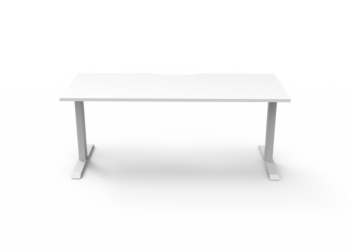 Rapidline Boost Static fixed height single sided workstation, E0 rated Natural White top on a white satin powdercoated frame. Supplied product image for model SB1P1875 NW/WS. View 2.