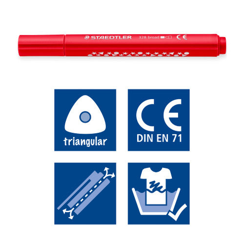 Staedtler 328-B WP12 Noris Club Triangular Fibre Tip Pens Broad Wallet of 12 Assorted Colours