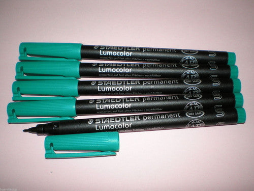 Staedtler 313-5 Lumocolor Permanent Pen Superfine Green Box of 10