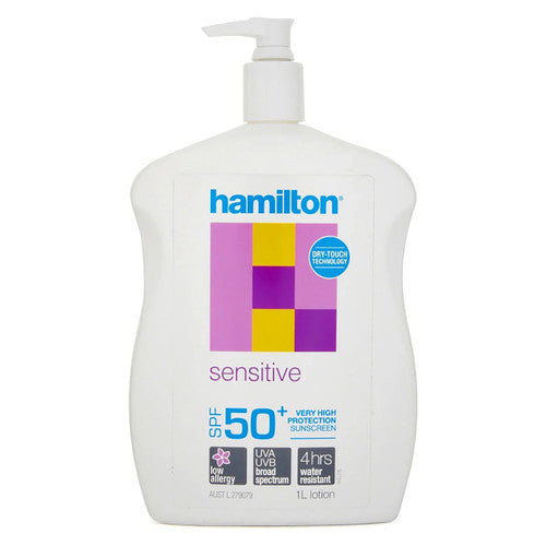 Hamilton Sensitive SPF50+ Sunscreen Lotion 1L Pack of 6