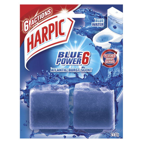 Harpic Foam Cleaning Block Blue Toilet Disinfectant Twin Pack 114g Pack of 6